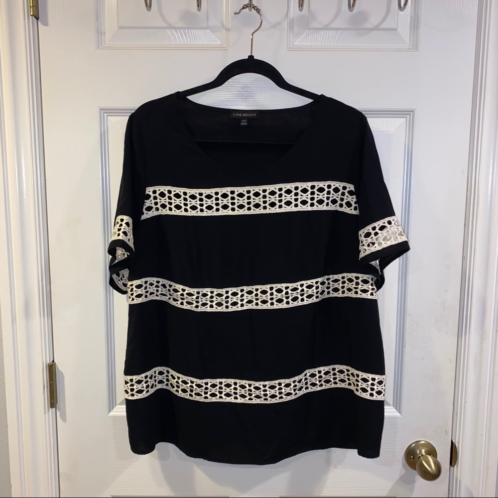 Lane Bryant Crotchet Striped Blouse - Sz 14/16